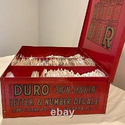 DURO Decal Co Sign Maker Letter & Number Decals Red Metal Vintage Store Display