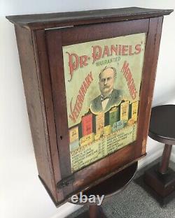 Dr. Daniels Veterinary Medicine Advertising Oak Tin Store Display Cabinet C 1910