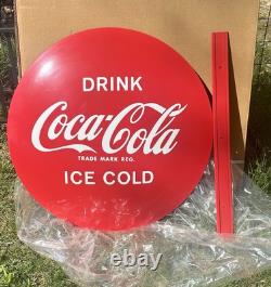 Drink Coca Cola 24 Round Metal Button Sign Wall Mount Store Display Advertise