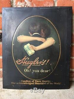 Early 1900s Antique New York Huylers Candie Tin Sign Store Display Chocolate