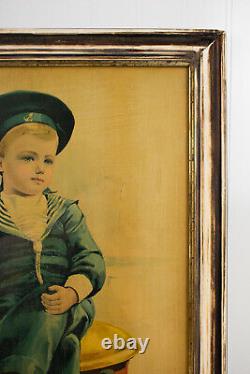 Early 1900s Ivory Soap Sailor Boy Framed Cardboard Advertisement Display