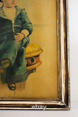 Early 1900s Ivory Soap Sailor Boy Framed Cardboard Advertisement Display