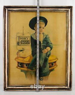 Early 1900s Ivory Soap Sailor Boy Framed Cardboard Advertisement Display