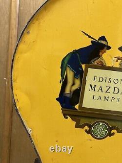 Early Edison Mazda Ge Lamp Store Display Maxfield Parrish Art Light Bulb Sign