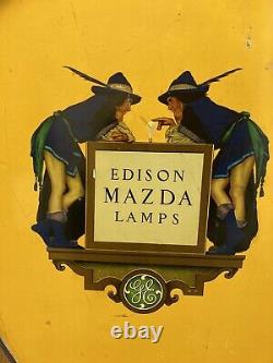 Early Edison Mazda Ge Lamp Store Display Maxfield Parrish Art Light Bulb Sign