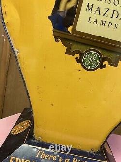 Early Edison Mazda Ge Lamp Store Display Maxfield Parrish Art Light Bulb Sign