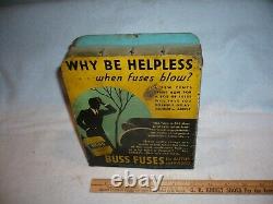 Early buss auto and radio fuse counter display tin advertising CHECK THE CAR