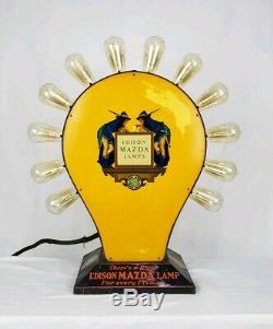 Edison Mazda Lamps Store Advertising Display Maxfield Parish Neon Sign Very Rare