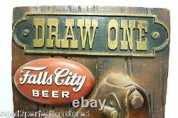 FALLS CITY BEER Vintage Store Display Advertising Sign Pistol Holster DRAW ONE
