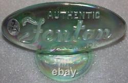 FENTON Authentic Handmade Dealer Counter Display Sign Iridescent Green Glass