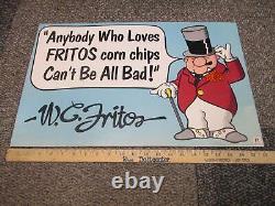 FRITO LAY 1971 store display sign W. C. Fields W. C. Fritos cartoon character