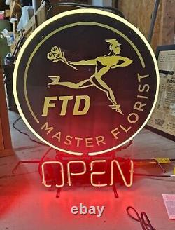 FTD MASTER FLORIST Neon Sign WORKING Flower Shop Advertising Display