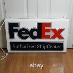 FedEx Authorized Ship Center Lighted Display Sign 28x17x4 Blue Red White