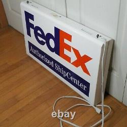 FedEx Authorized Ship Center Lighted Display Sign 28x17x4 Blue Red White