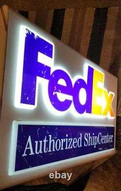 FedEx Authorized ShipCenter Lighted Display Sign 28x17x4 Colors SHOWN