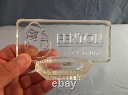 Fenton French Opalescent Glass Rectangular Dealer Store Display Sign Plaque Logo