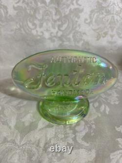 Fenton Glass Iridescent Green Dealer Logo Store Shelf Display Sign