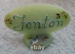 Fenton Logo Display Sign Jadeite Green Blue Jay 2022 HP Kibbe LE 47/51 EUC