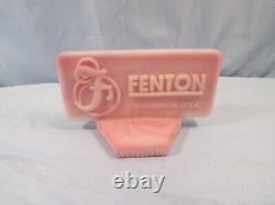 Fenton Pink Satin Rosalene Glass Rectangular Dealer Display Logo Sign