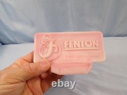 Fenton Pink Satin Rosalene Glass Rectangular Dealer Display Logo Sign