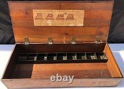 Ferry Morse Wood Antique Flower Seed Store Display Box 2 Metal Holders From 1890