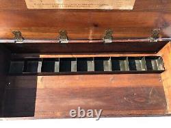 Ferry Morse Wood Antique Flower Seed Store Display Box 2 Metal Holders From 1890