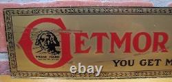 GETMOR HOSIERY You Get More Wear Old Reverse Glass Store Display Ad Sign