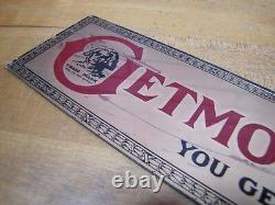 GETMOR HOSIERY You Get More Wear Old Reverse Glass Store Display Ad Sign