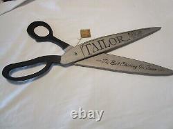 Giant Wooden Tailor Shop Sign Scissors wall art Display décor signed 28.75l