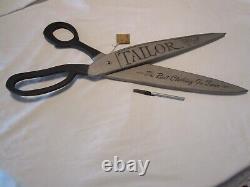 Giant Wooden Tailor Shop Sign Scissors wall art Display décor signed 28.75l