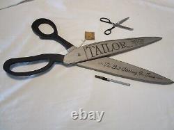 Giant Wooden Tailor Shop Sign Scissors wall art Display décor signed 28.75l