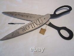 Giant Wooden Tailor Shop Sign Scissors wall art Display décor signed 28.75l
