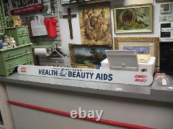 Gretchen's Health & Beauty Aids Milk Glass Advertising Drug Store Display Sign