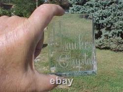 Hawkes Crystal Deep Etch Store Display Sign Paperweight Rare Near Mint Free S&h