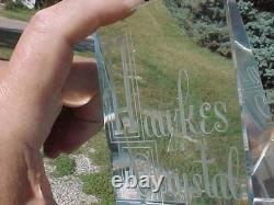 Hawkes Crystal Deep Etch Store Display Sign Paperweight Rare Near Mint Free S&h
