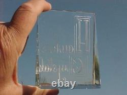 Hawkes Crystal Deep Etch Store Display Sign Paperweight Rare Near Mint Free S&h