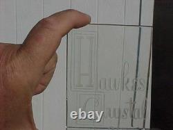 Hawkes Crystal Deep Etch Store Display Sign Paperweight Rare Near Mint Free S&h