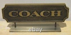 Heavy Brass COACH Retail/Advertising SIGN Desk Plaque 2-SIDED STORE DISPLAY 17