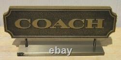 Heavy Brass COACH Retail/Advertising SIGN Desk Plaque 2-SIDED STORE DISPLAY 17