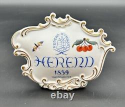 Herend Cherries Butterflies Porcelain Retail Store Display Dealer Sign 7.5 EUC