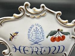 Herend Cherries Butterflies Porcelain Retail Store Display Dealer Sign 7.5 EUC