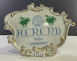 Herend Porcelain Dealer Advertising Store Sign Green Chinese Bouquet Pattern