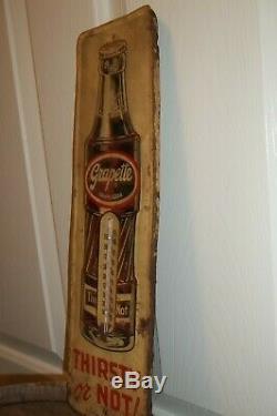 Htf Vintage Grapette Soda Advertising Wall Thermometer Metal Store Sign Display