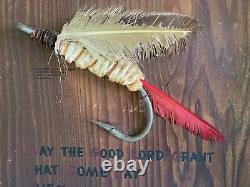 Huge FLY Fishing Lure 50s-60 Store Advertise Wood GLEN EVANS IDAHO Display 14x16