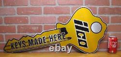 ILCO KEYS MADE HERE 2x Hardware Store Display Advertising Figural Trade Sign