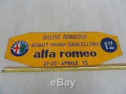 Insegna Alfa Romeo 1973 Rallye Acqui Ovada Barcellona Old Sign Montreal Giulia