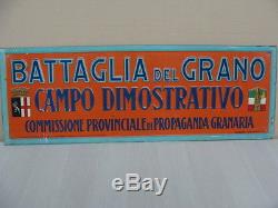 Insegna Battaglia Del Grano Targa Litografata Anni 20 Metalgraf Old Sign Italy