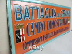 Insegna Battaglia Del Grano Targa Litografata Anni 20 Metalgraf Old Sign Italy