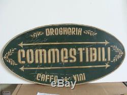 Insegna Commestibili Drogheria Caffe' Vini Negozio Old Sign Italy