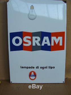 Insegna Smaltata Osram Lampadine Targa Cartello Old Sign Smalterie Lombarde